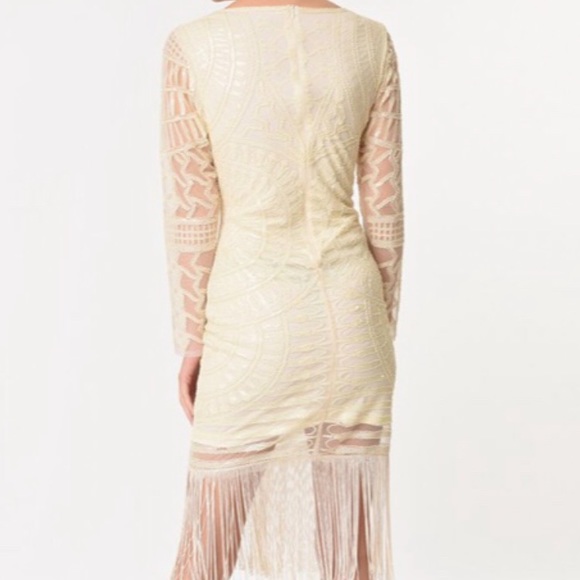 Ivory Beaded Long Sleeved Bizou Flapper Dress NWOT - Picture 2 of 11